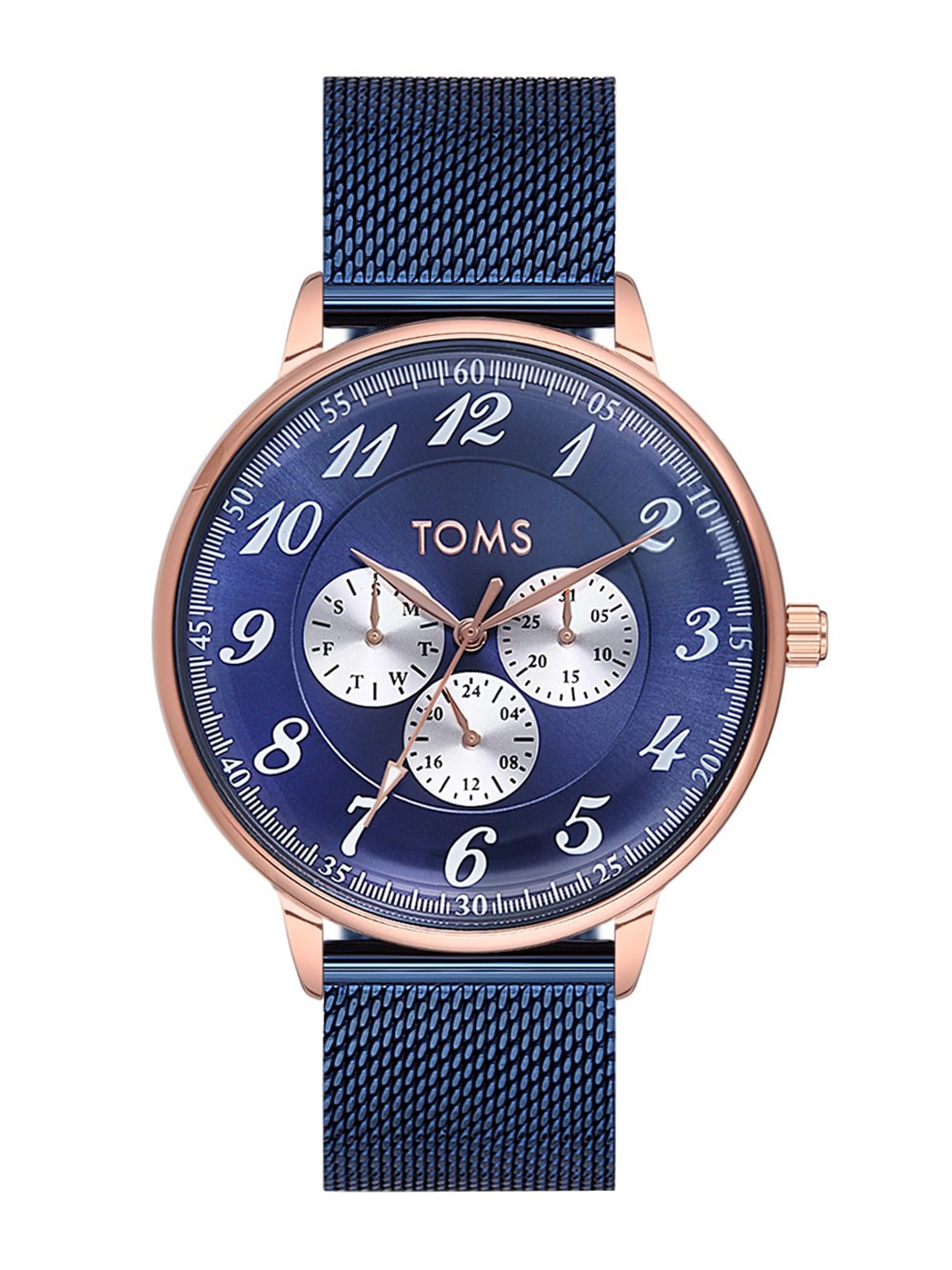 

TOMS Men Embellished Stainless Steel Bracelet Style Straps Analogue Watch T1800C-T, Blue