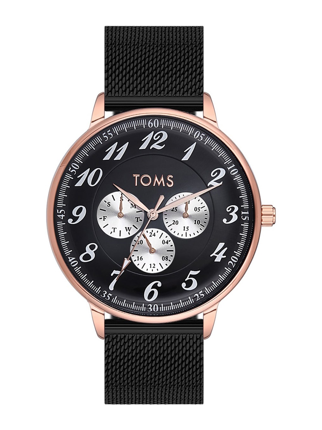 

TOMS Men Embellished Dial & Stainless Steel Bracelet Style Straps Analogue Watch T1800C-R, Black