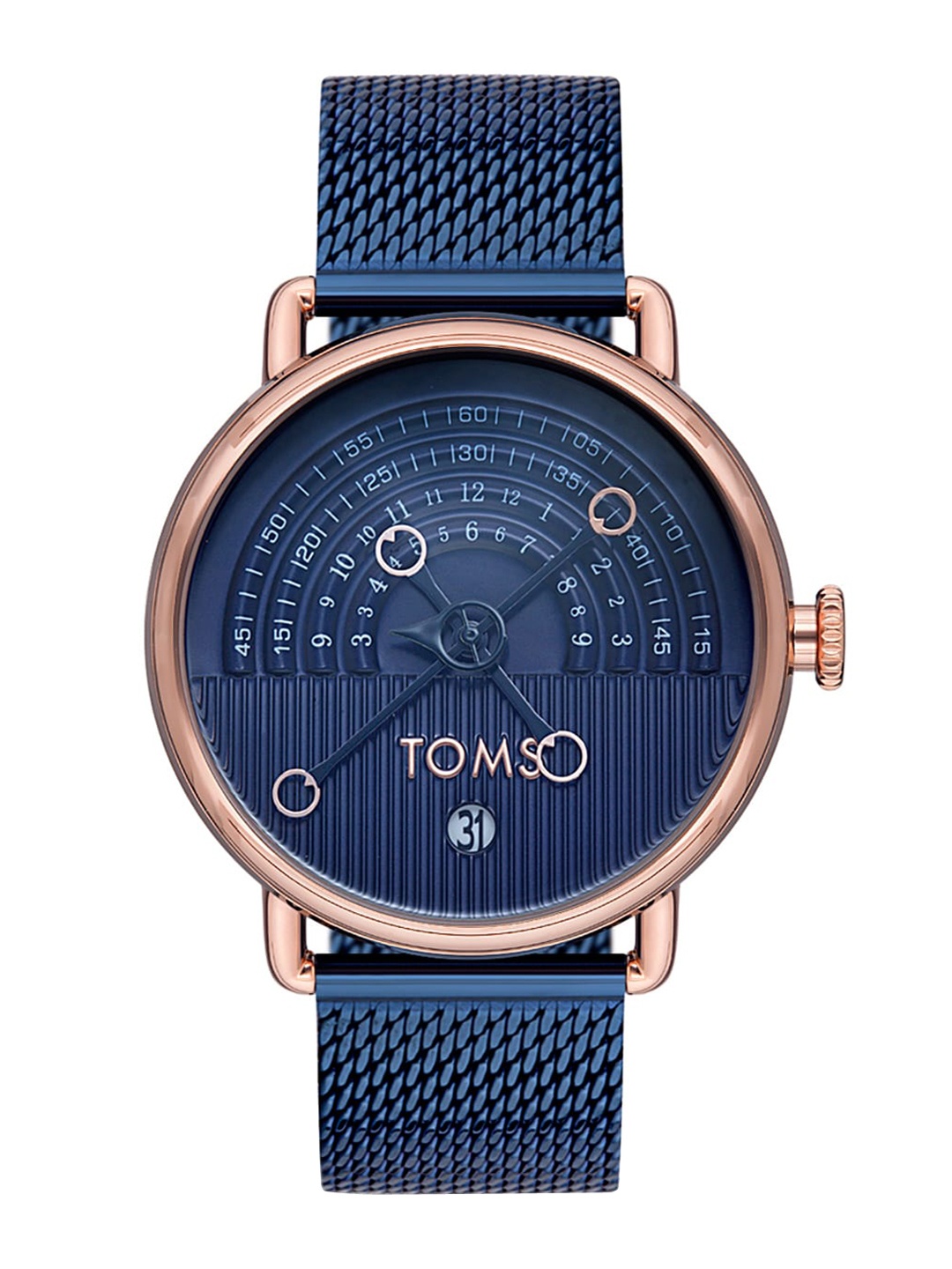 

TOMS Men Printed Dial & Stainless Steel Bracelet Style Straps Analogue Watch T1995C-T, Blue