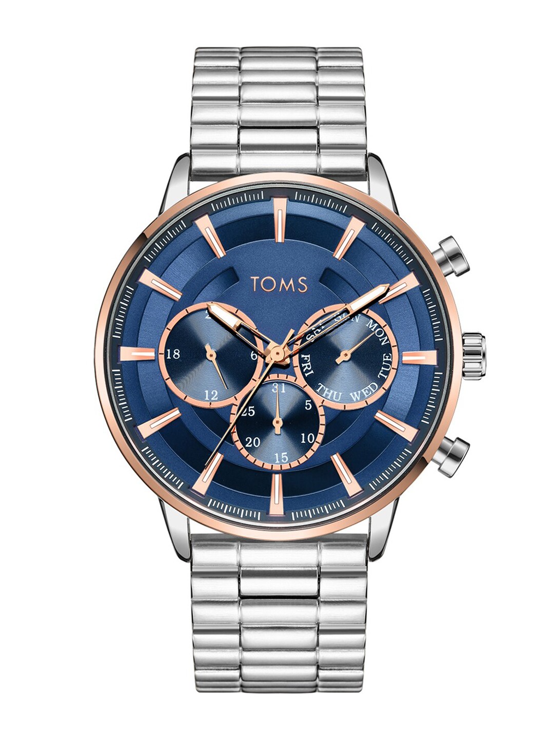 

TOMS Men Stainless Steel Bracelet Style Straps Analogue Watch T1973A-E, Blue