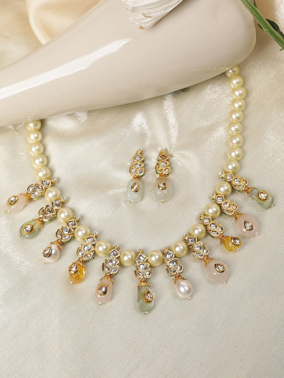 

XAGO Gold-Plated Kundan Studded Necklace, White
