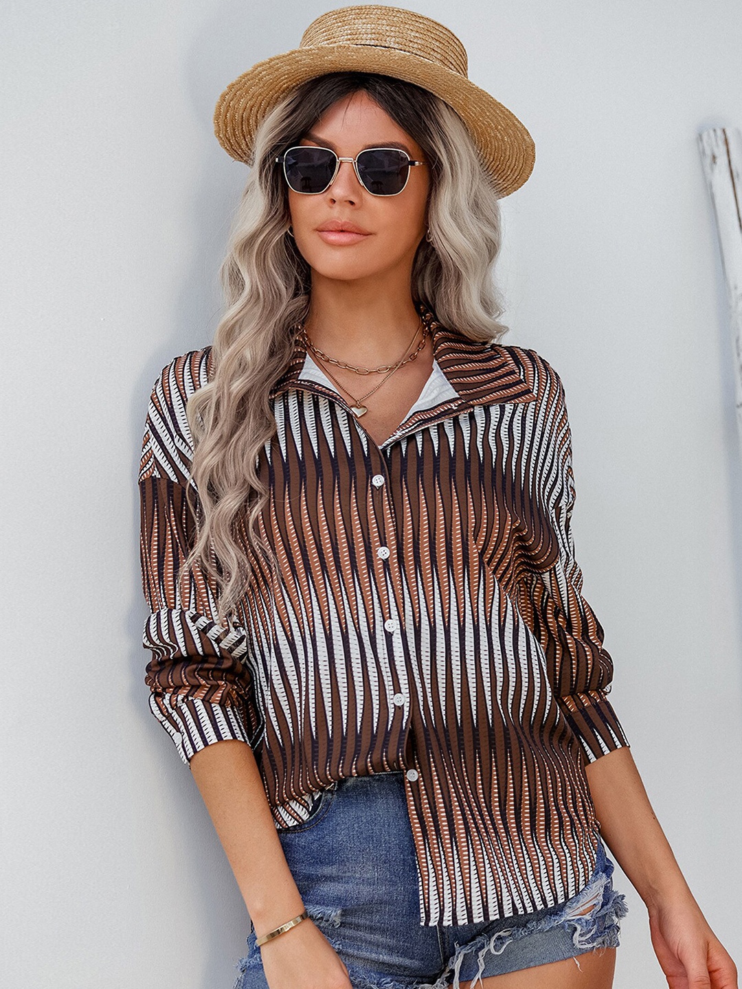 

LULU & SKY Opaque Printed Casual Shirt, Black