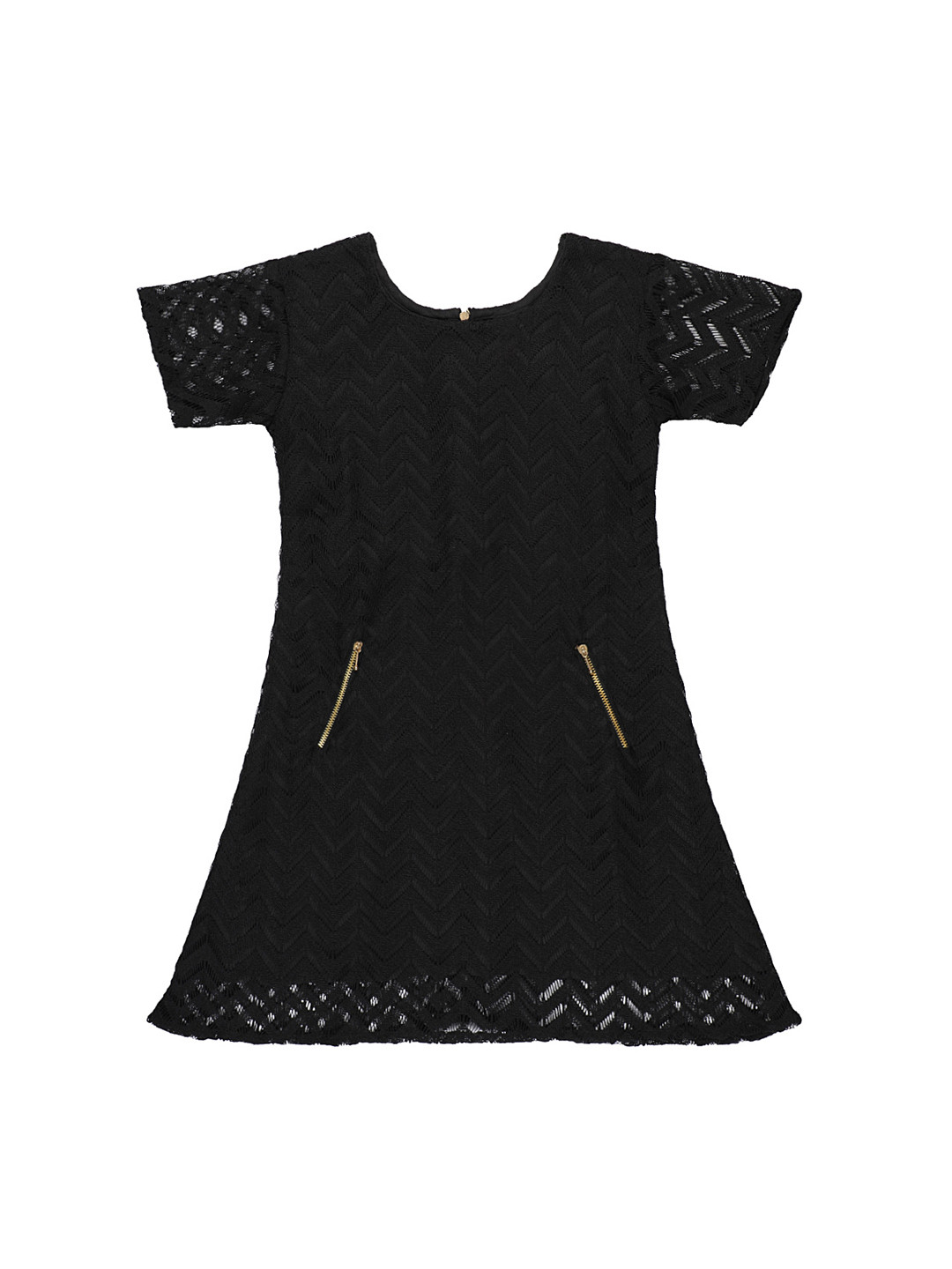 

Kids On Board Girls Black Self Design A-Line Dress