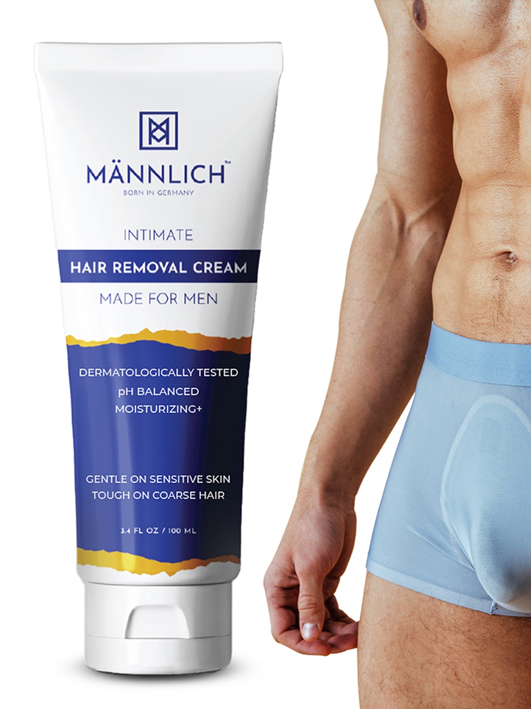

Mannlich Men Intimate Hair Removal Cream For Unwanted Coarse Pubic Hair - 100 ml, Off white