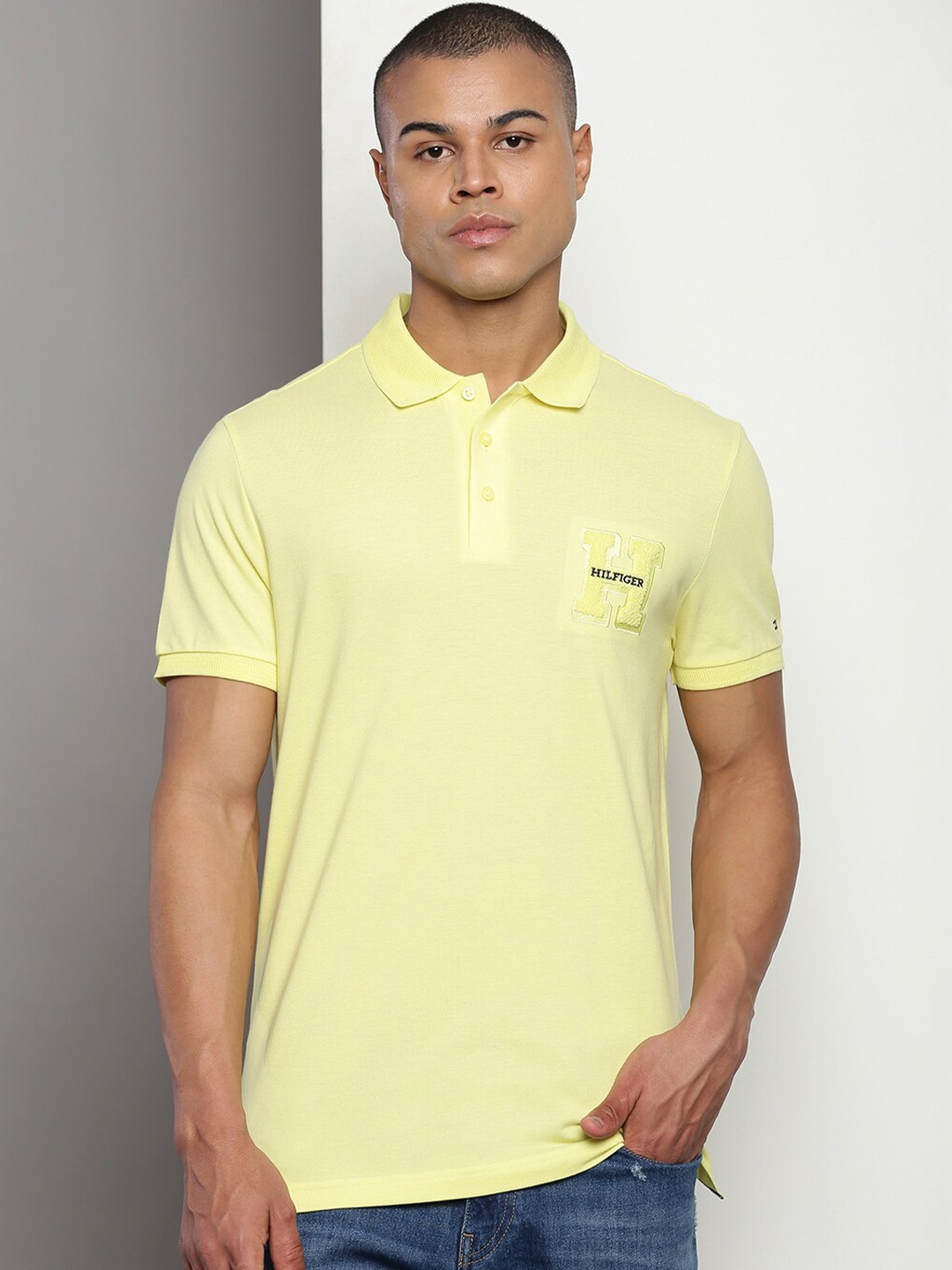 

Tommy Hilfiger Polo Collar Pure Cotton T-shirt, Yellow