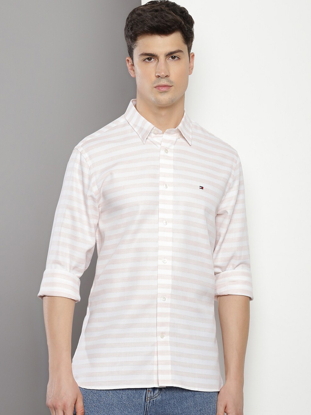 

Tommy Hilfiger Horizontal Striped Pure Cotton Casual Shirt, White