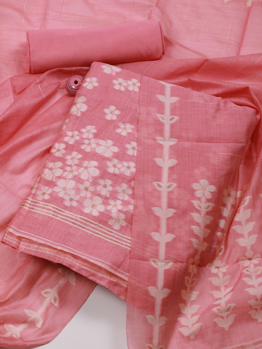 

Meena Bazaar Woven Design Art Silk Unstitched Dress Material, Pink