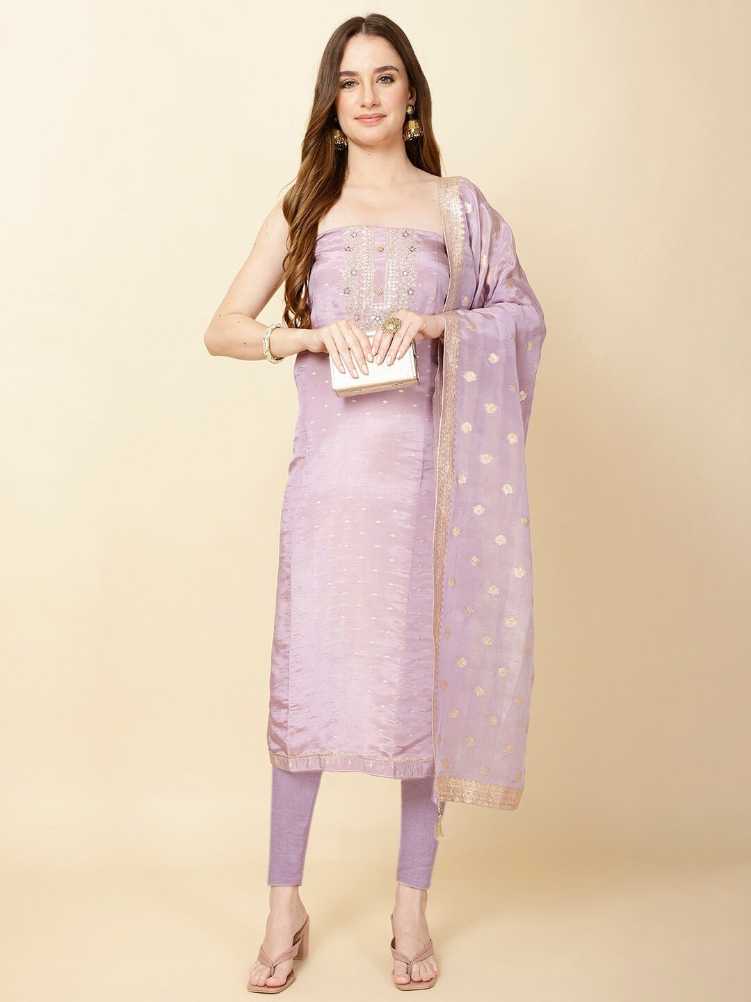 

Meena Bazaar Embroidered Unstitched Dress Material, Purple