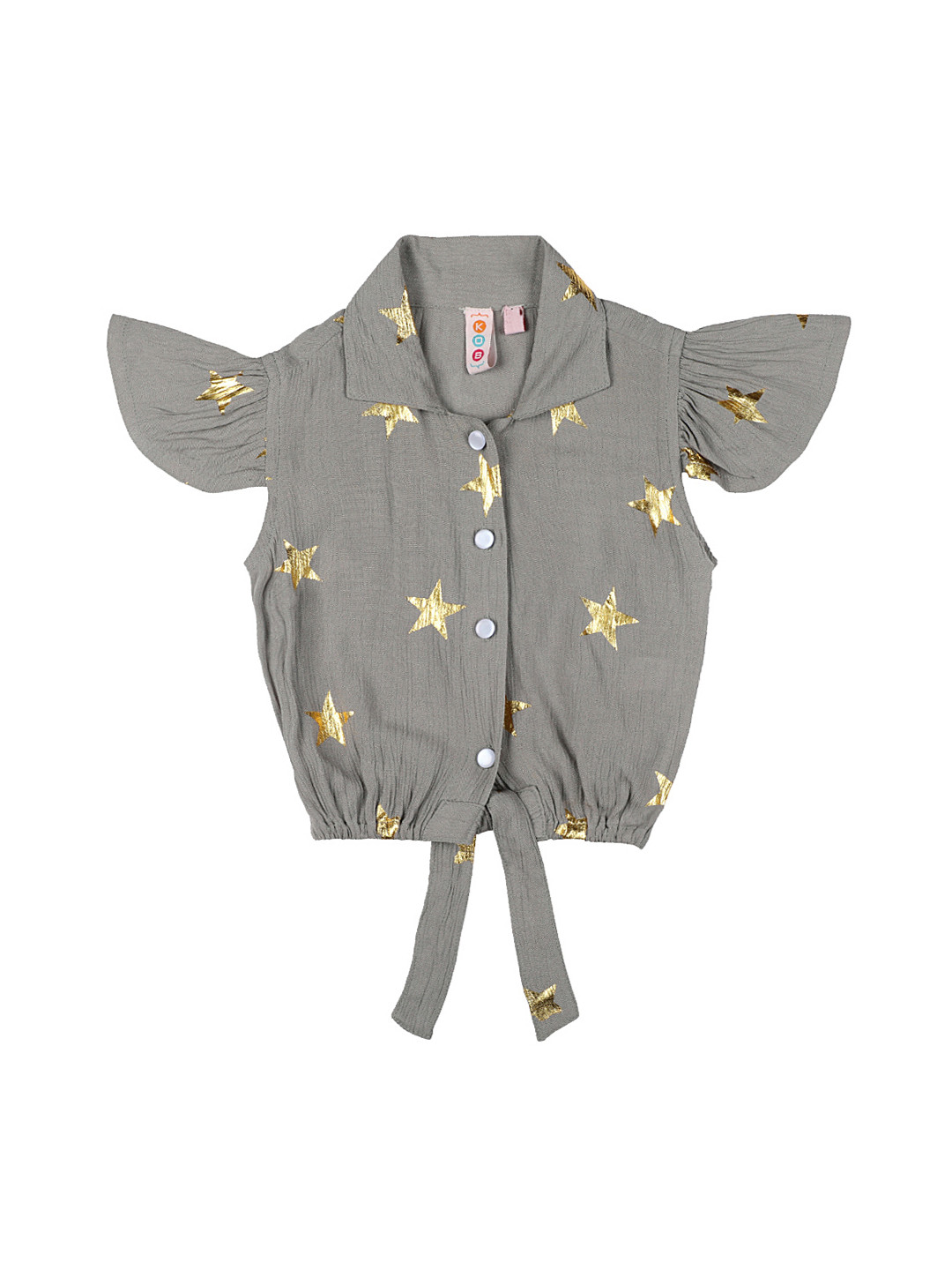 

Kids On Board Girls Grey Printed Shirt Style Top