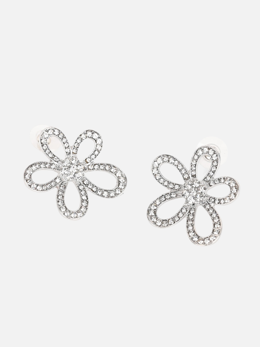 

Kazo Silver-Plated Stone Studded Studs Earrings