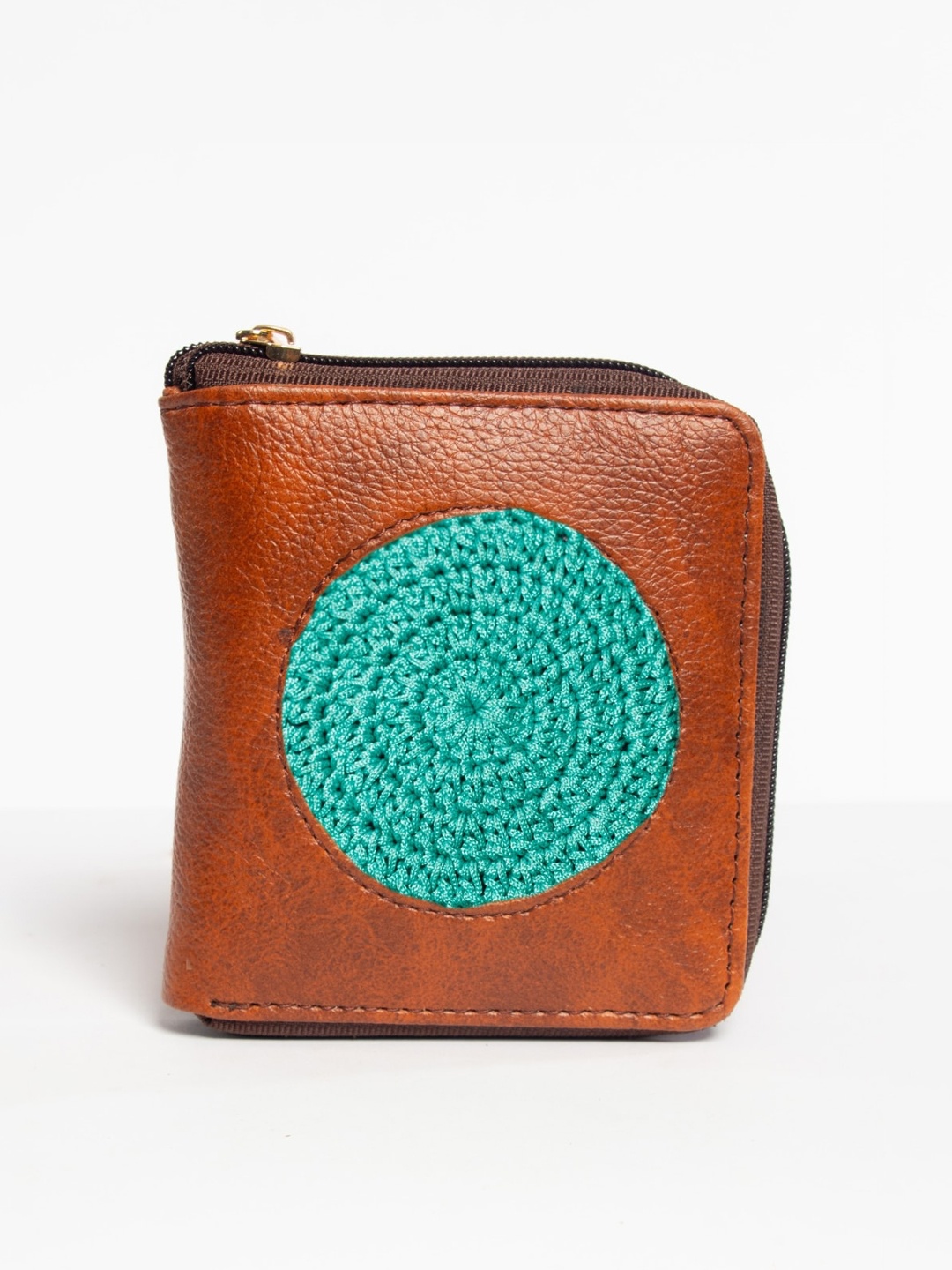 

WABASTA Woven Design Embroidered Zip Around Wallet, Green