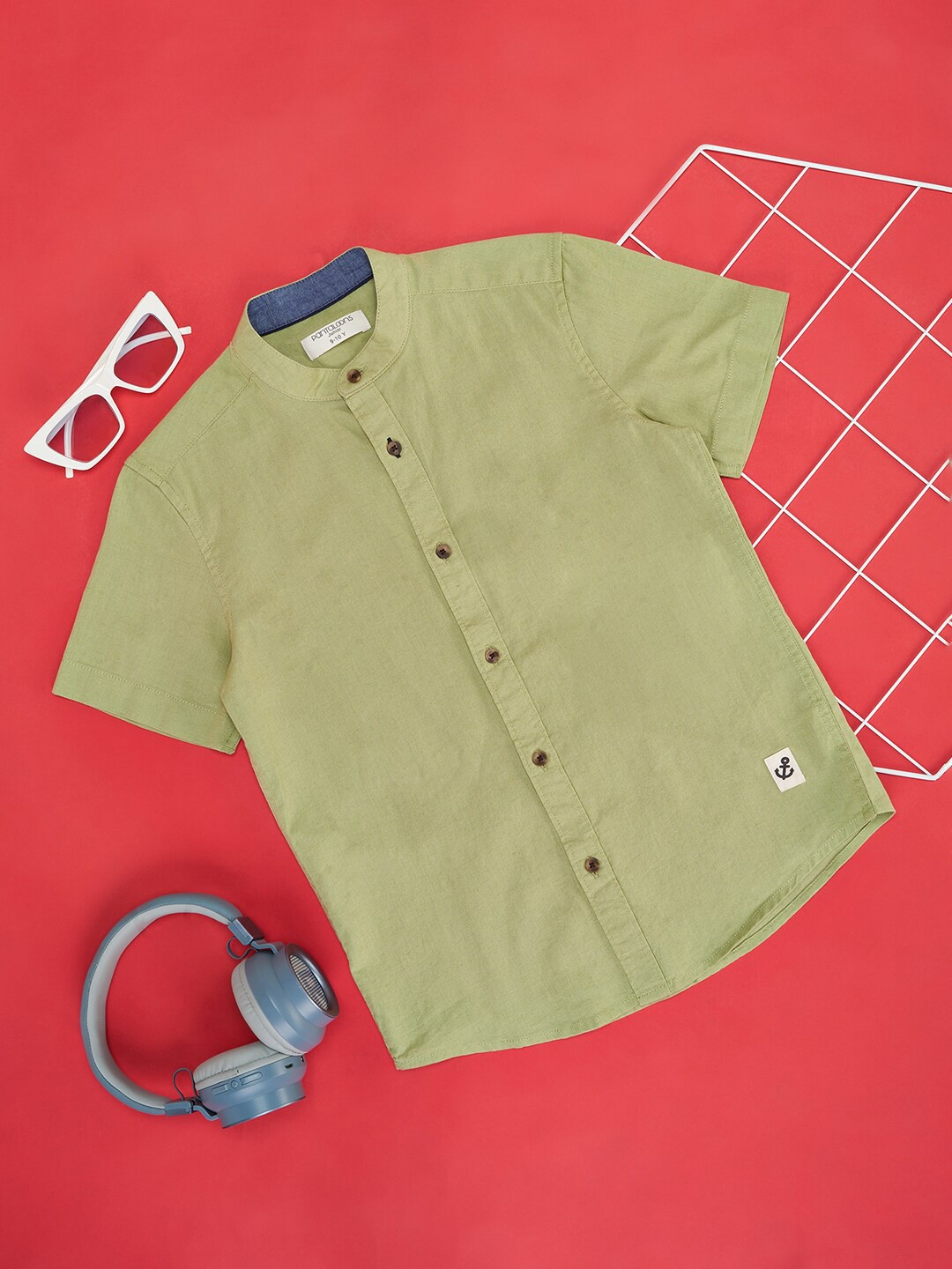 

Pantaloons Junior Boys Spread Collar Long Sleeves Cotton Casual Shirt, Olive
