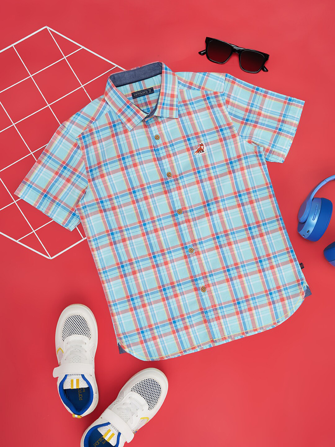 

Pantaloons Junior Boys Checked Cotton Casual Shirt, Blue