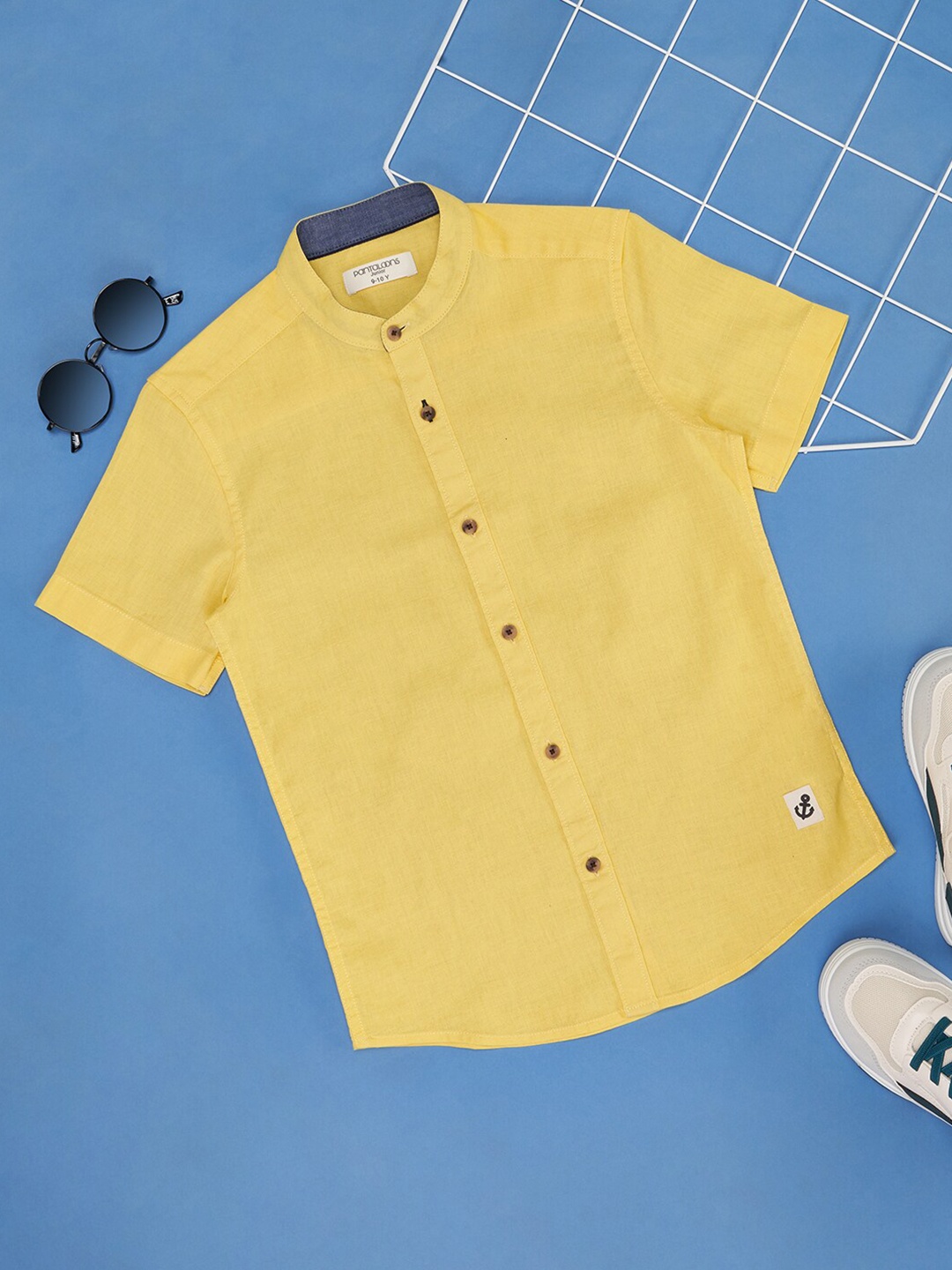 

Pantaloons Junior Boys Band Collar Casual Shirt, Yellow