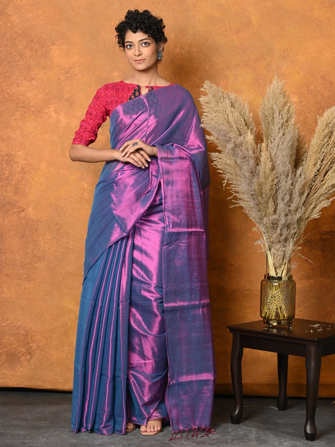 

Very Much Indian Zari Pure Cotton Saree, Purple
