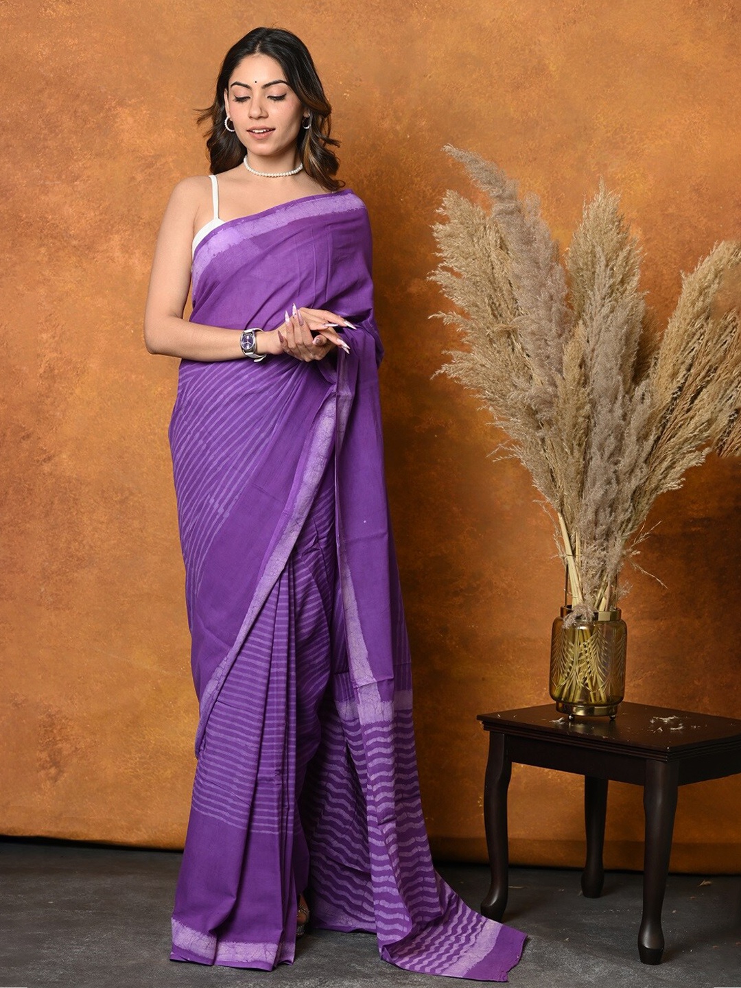 

Very Much Indian Pure Cotton Saree, Purple