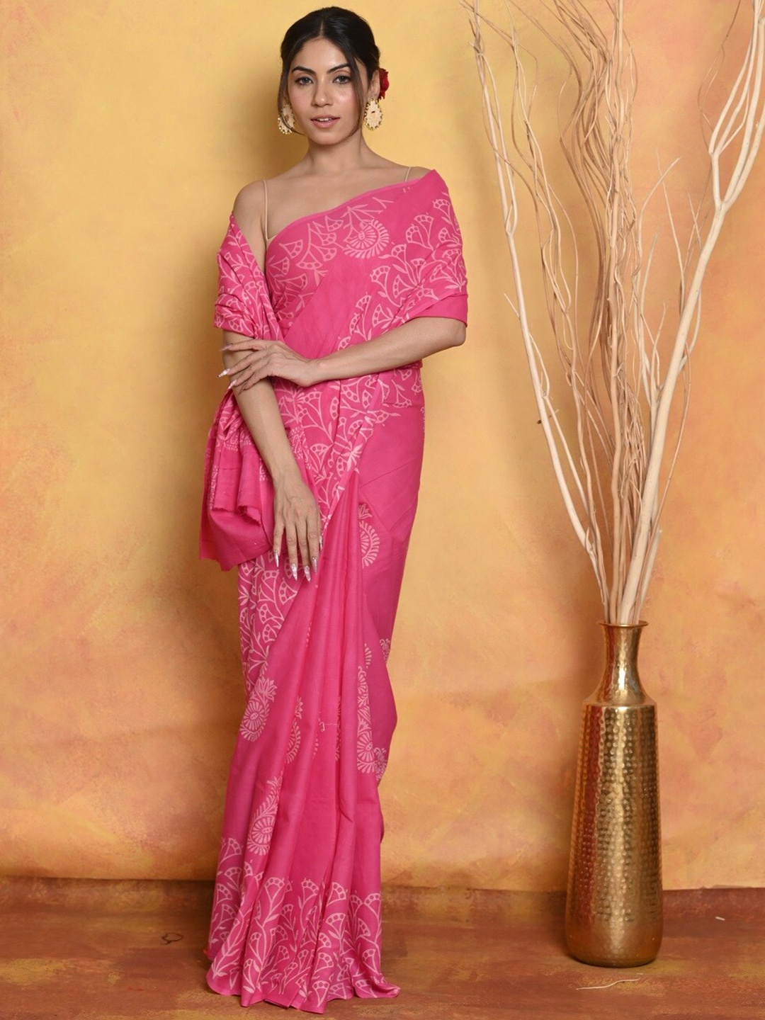 

Very Much Indian Ethnic Motifs Pure Cotton Saree, Pink