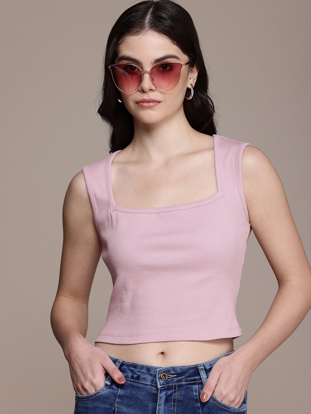 

The Roadster Life Co. Ribbed Crop Fitted Top, Lavender