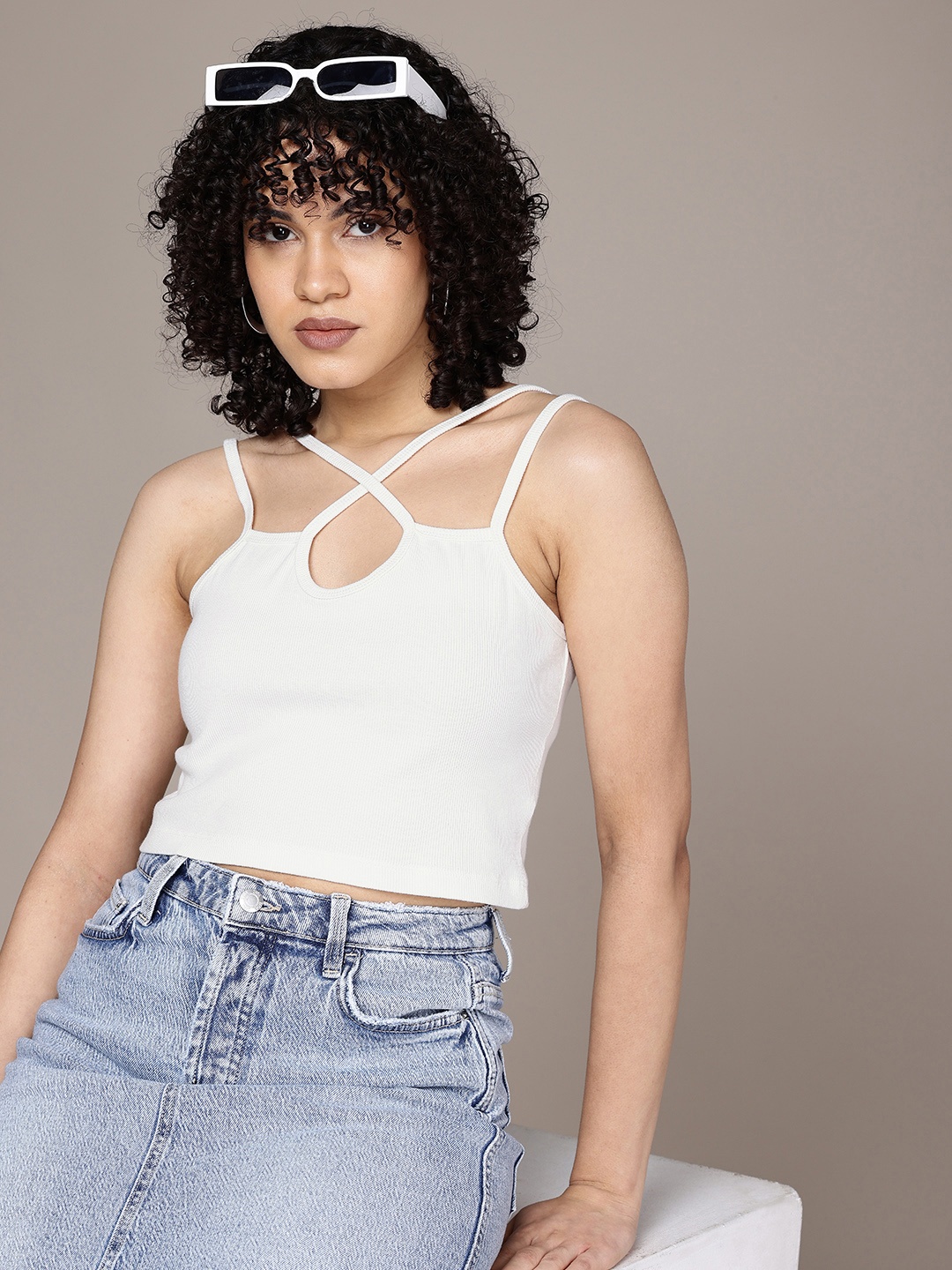 

The Roadster Life Co. Ribbed Fitted Crop Top, White