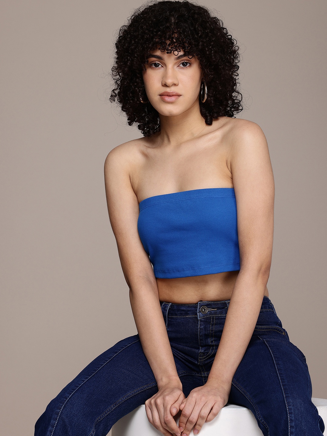 

The Roadster Life Co. Ribbed Crop Tube Top, Blue