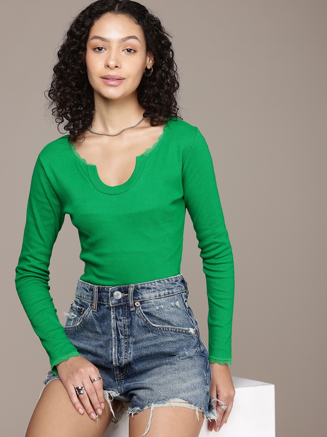 

The Roadster Life Co. Ribbed Scoop Neck Top, Green