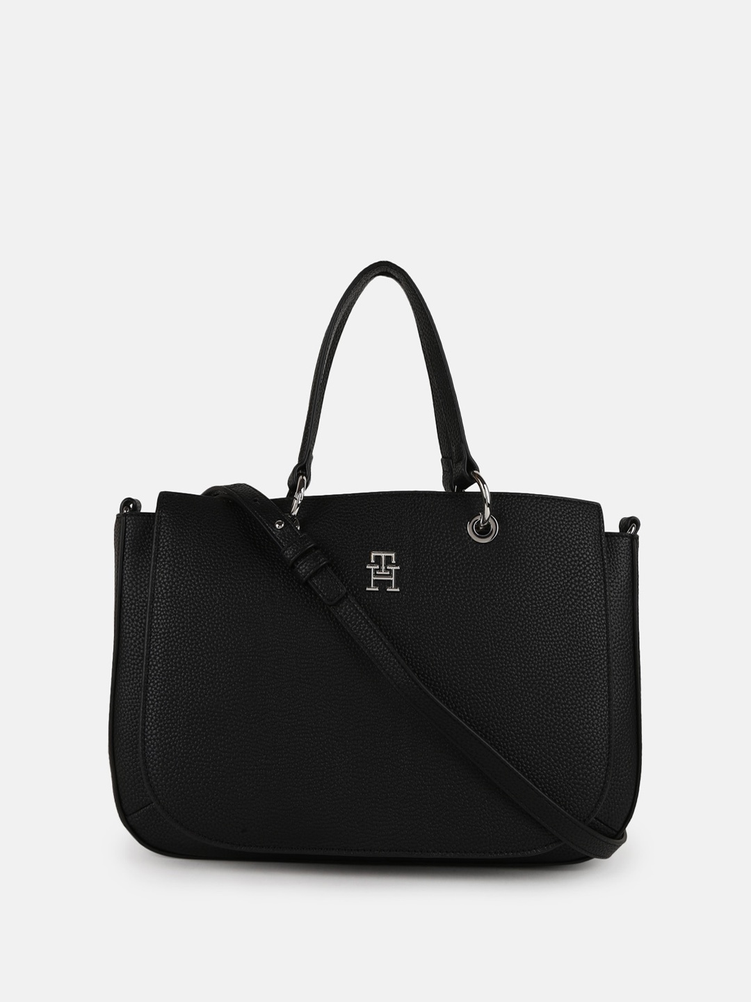 

Tommy Hilfiger Textured Oversized Structured Satchel, Black