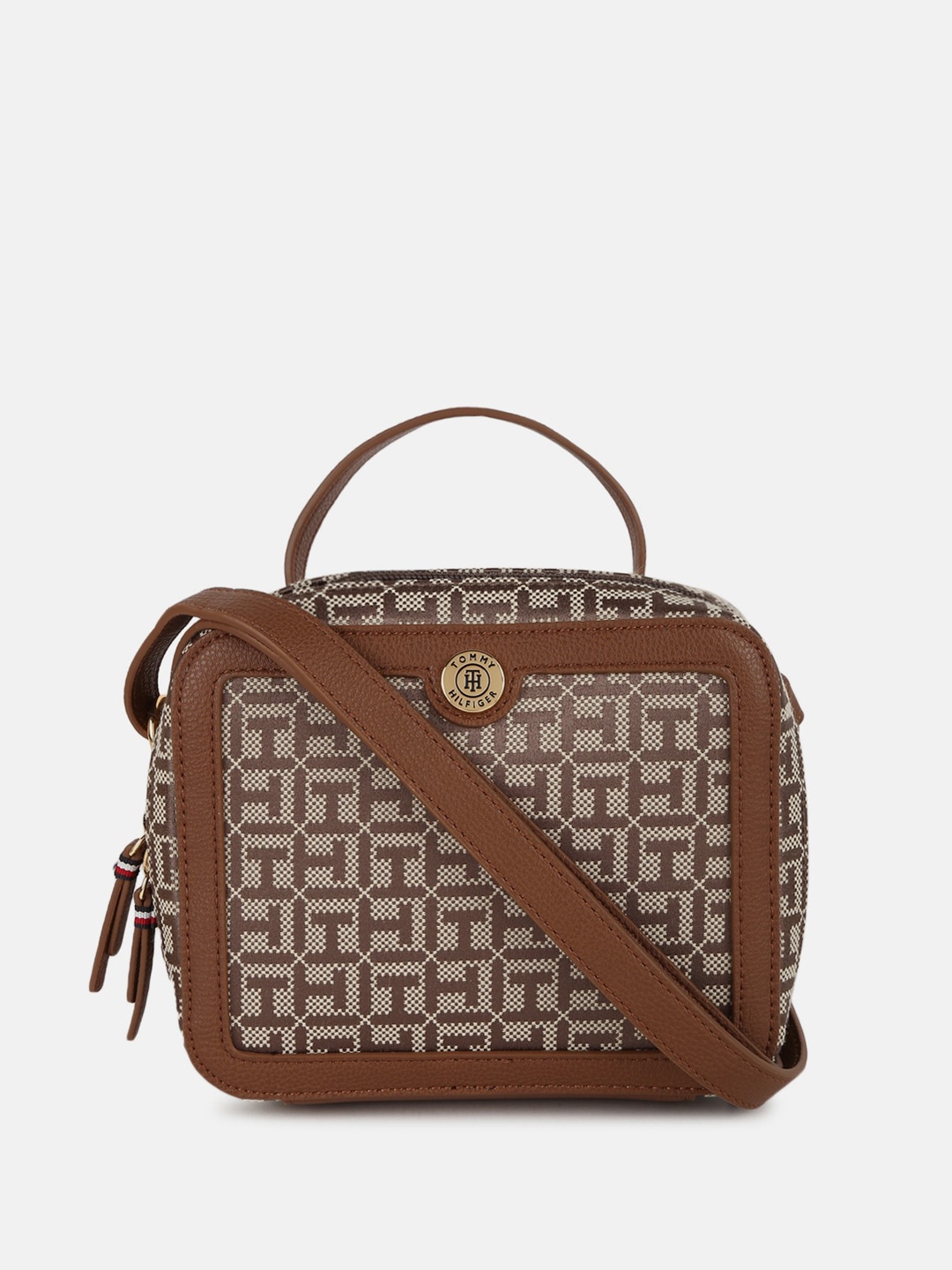 

Tommy Hilfiger Textured Structured Satchel, Brown