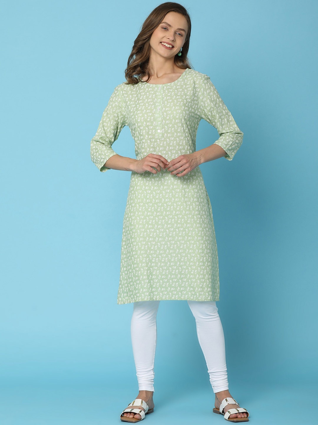 

V-Mart Floral Printed Kurta, Green