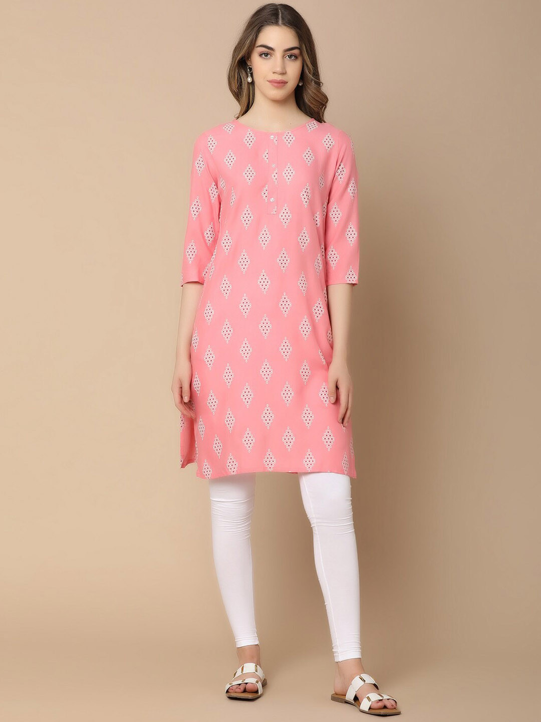 

V-Mart Geometric Printed Kurta, Pink
