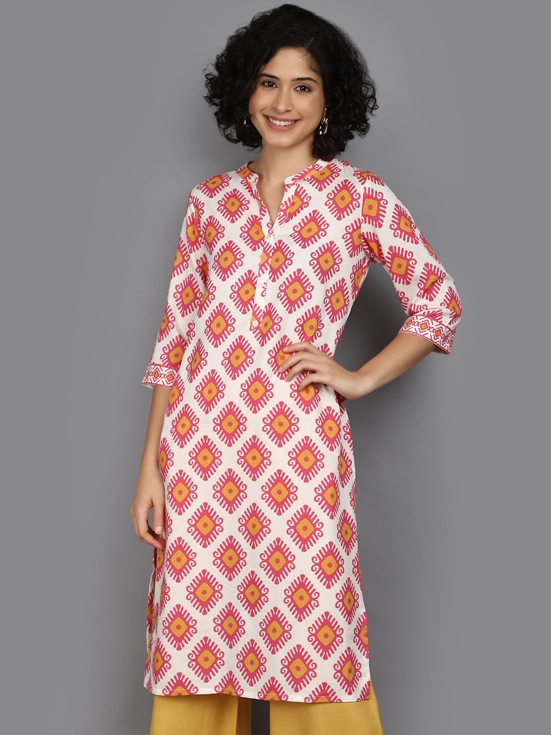 

V-Mart Ethnic Motifs Printed Kurta, Off white