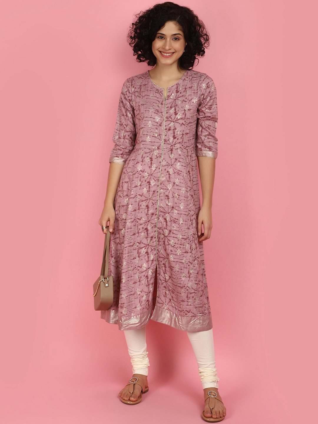 

V-Mart Ethnic Motifs Printed Kurta, Pink