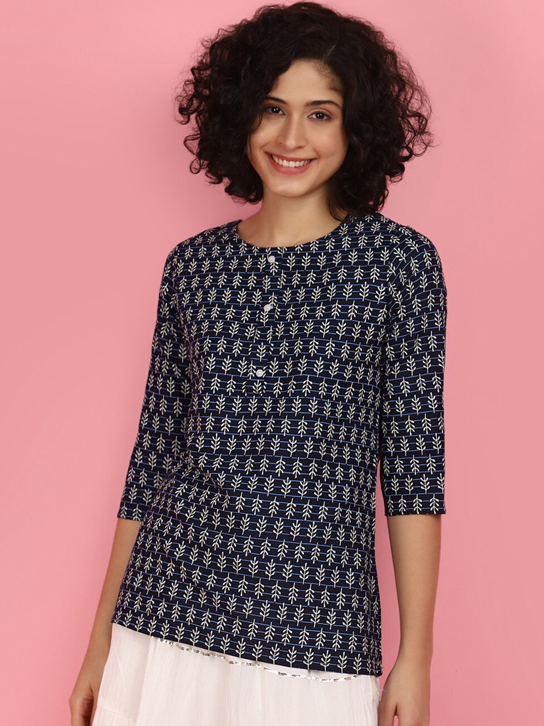 

V-Mart Ethnic Motifs Printed Kurti, Blue