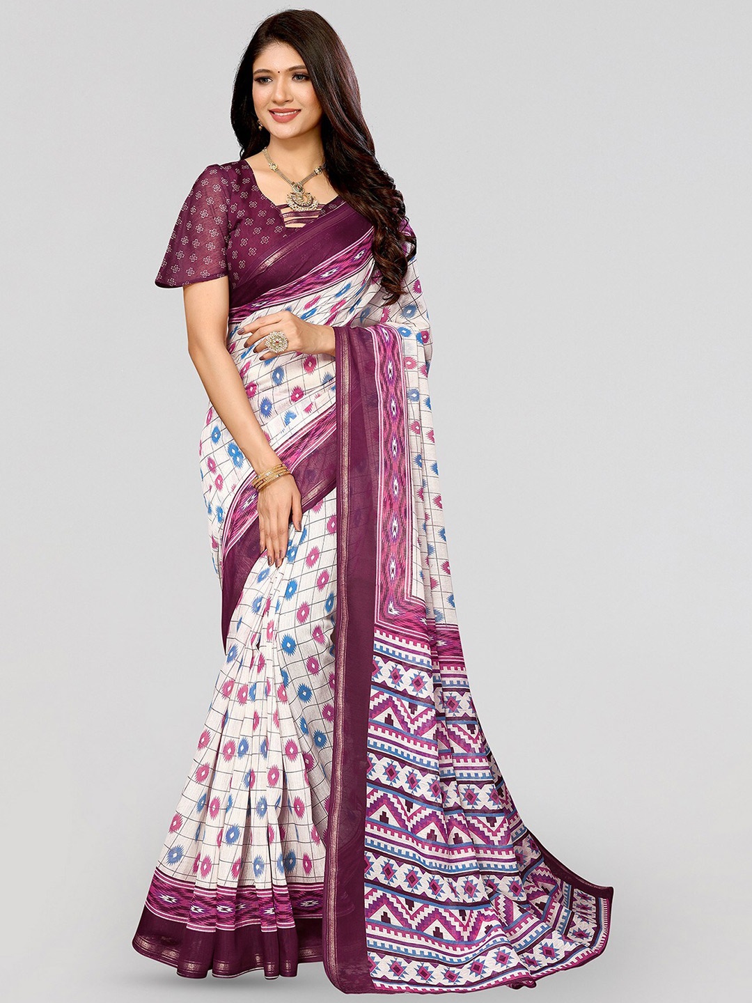 

Yashika Zari Linen Blend Mysore Silk Saree, Purple