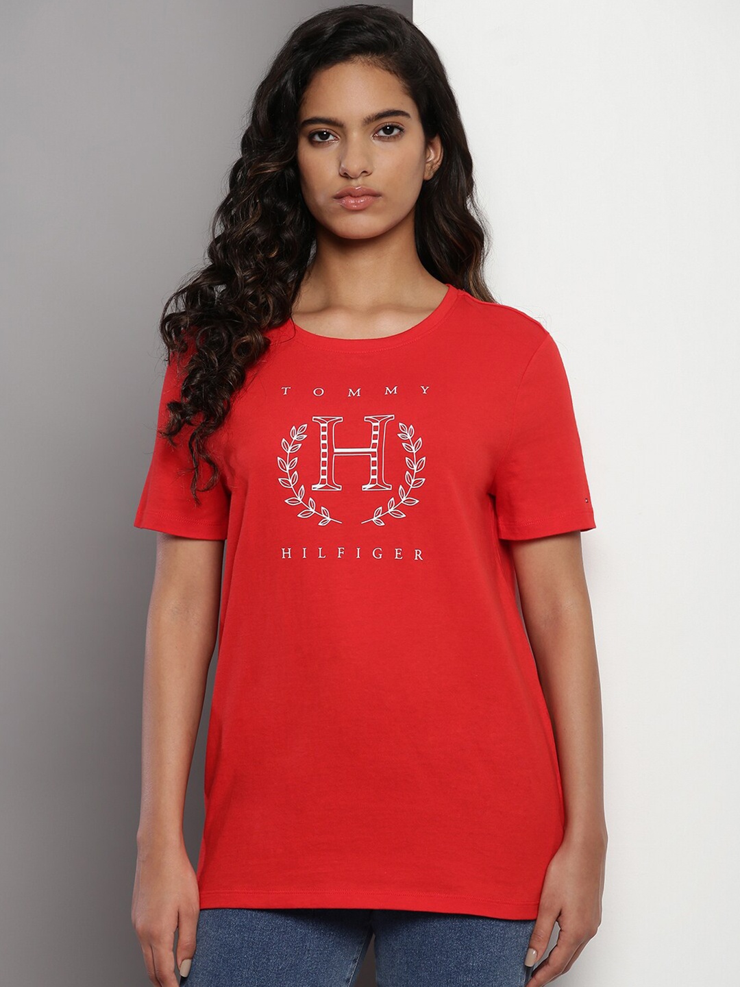 

Tommy Hilfiger Typography Printed Pure Cotton T-shirt, Red