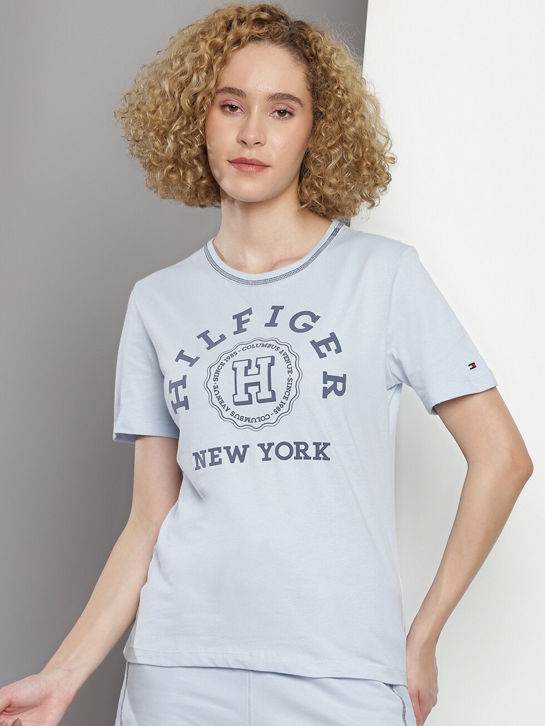 

Tommy Hilfiger Typography Printed Pure Cotton T-shirt, Blue