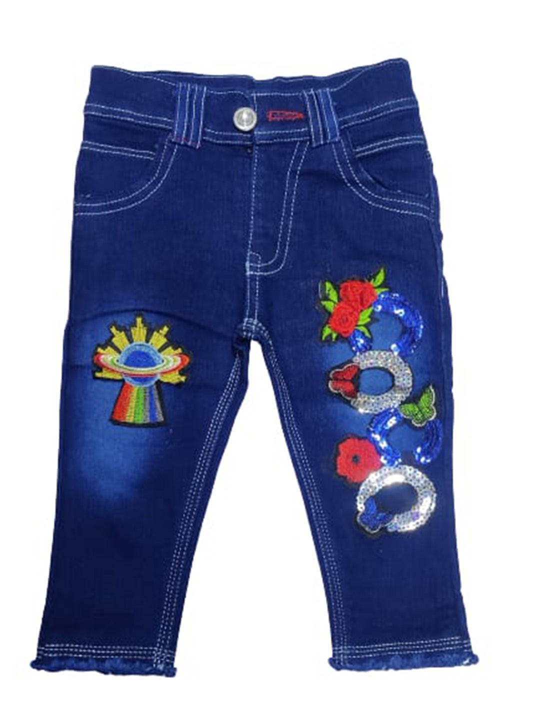 

BAESD Girls Printed Denim Capris, Blue