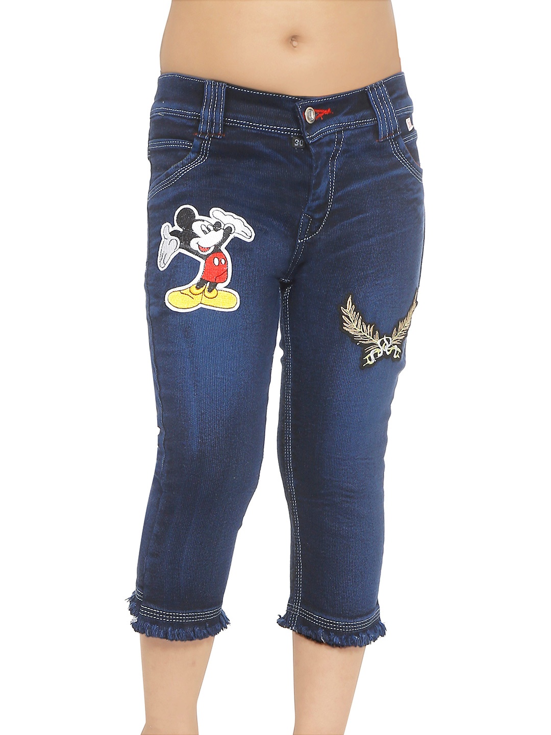 

BAESD Girls Printed Denim Capris, Blue
