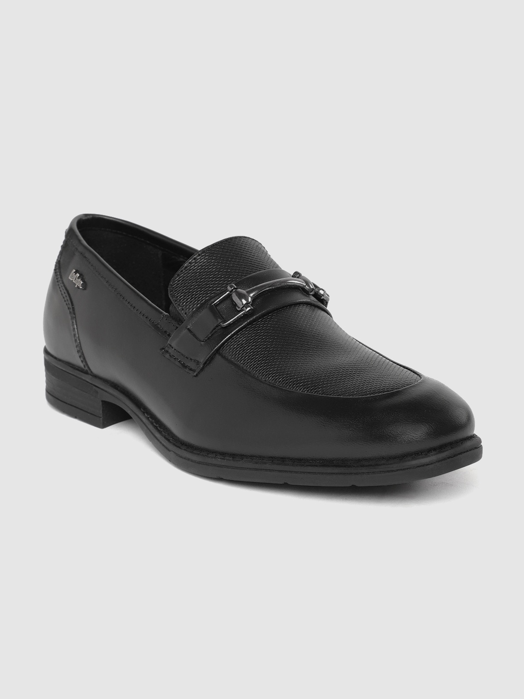 

Lee Cooper Men Leather Textured Horsebit Loafers, Black
