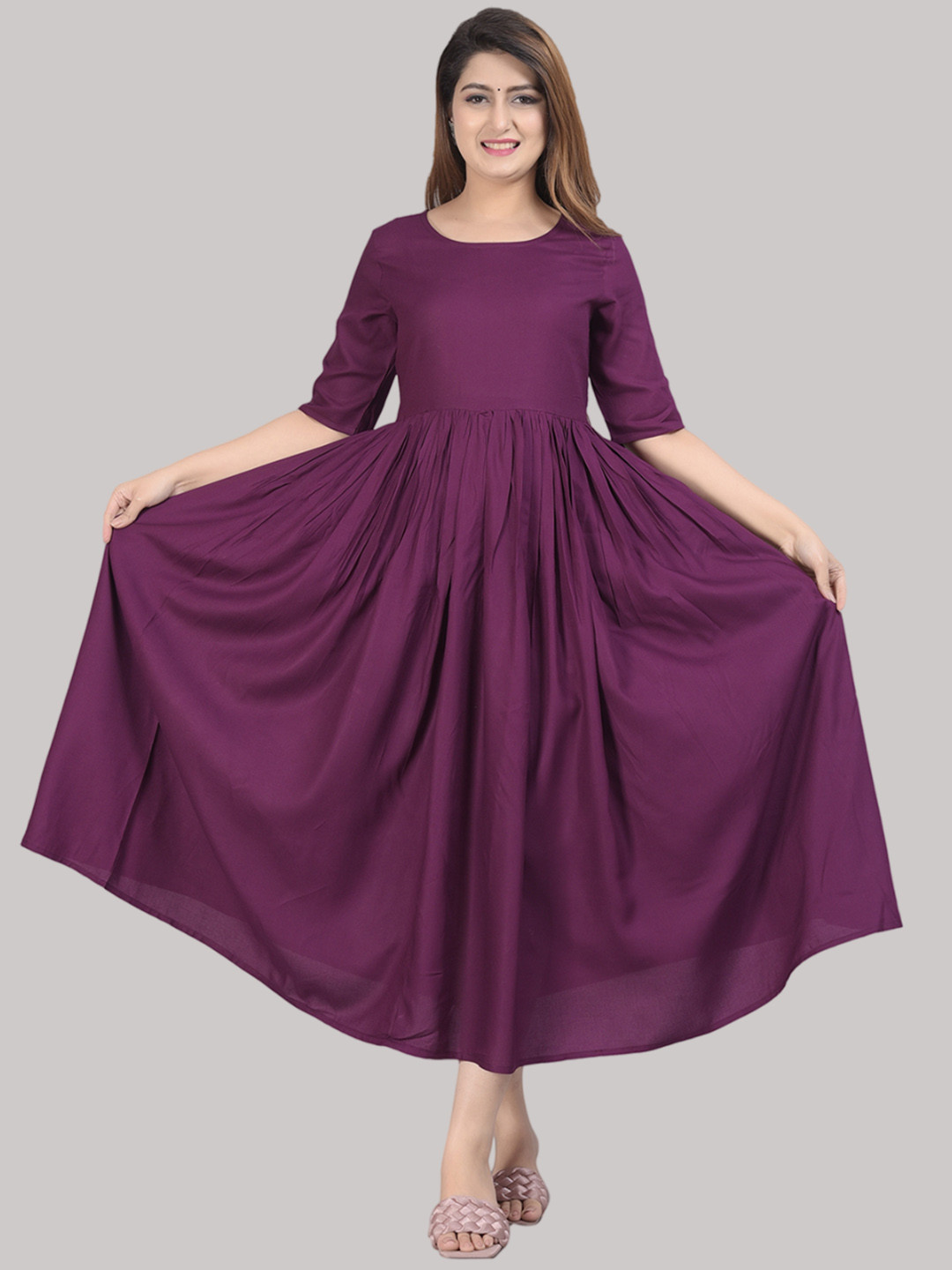 

SIPET Round Neck A-Line Kurta, Purple