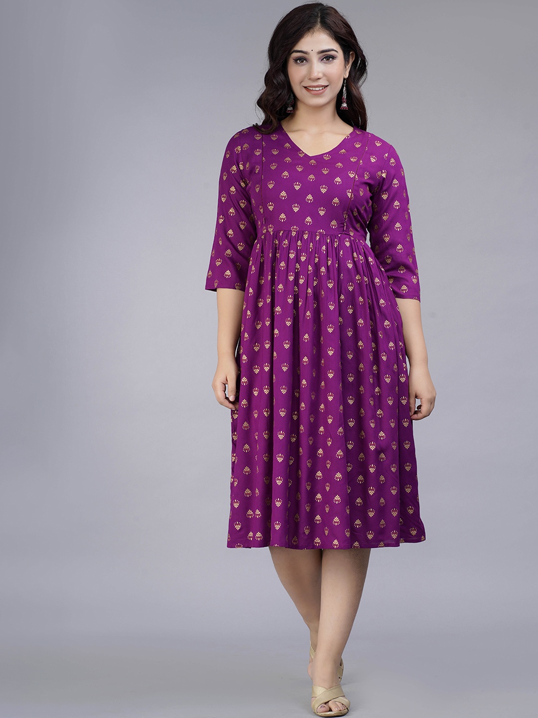 

SIPET Ethnic Motifs Printed Anarkali Kurta, Purple
