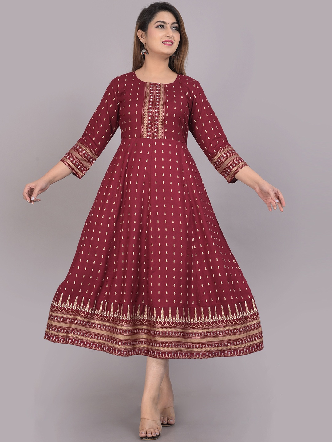 

SIPET Women Ethnic Motifs Printed Anarkali Kurta, Maroon