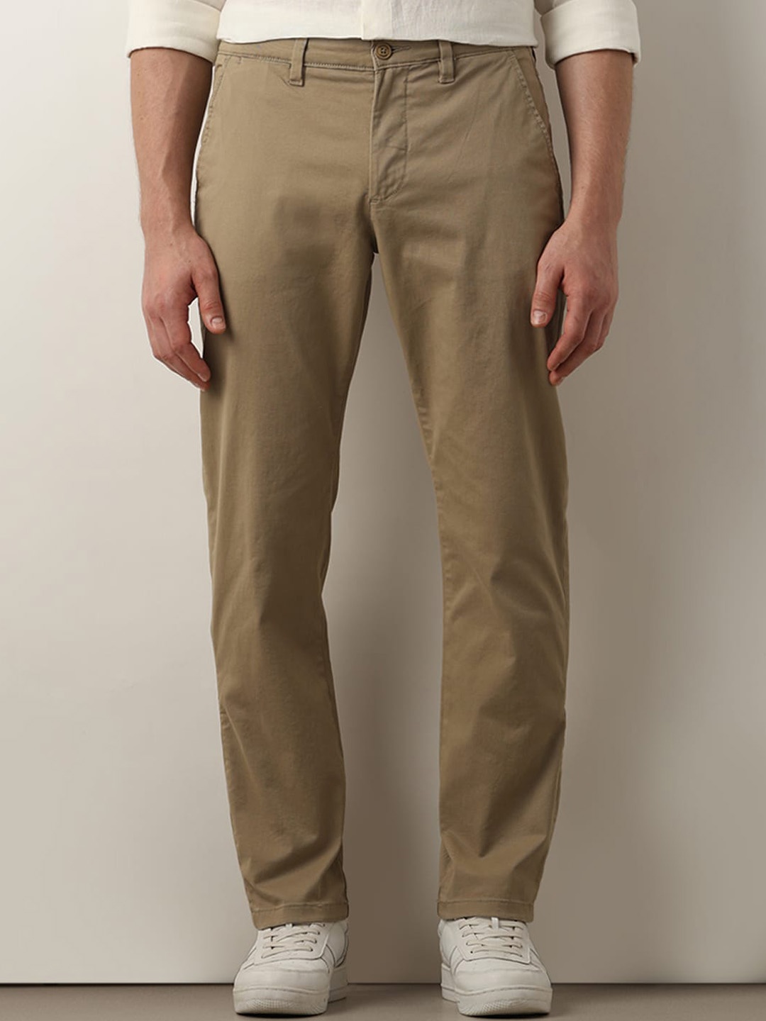 

SELECTED Men Mid-Rise Straight Fit Chinos Trousers, Beige