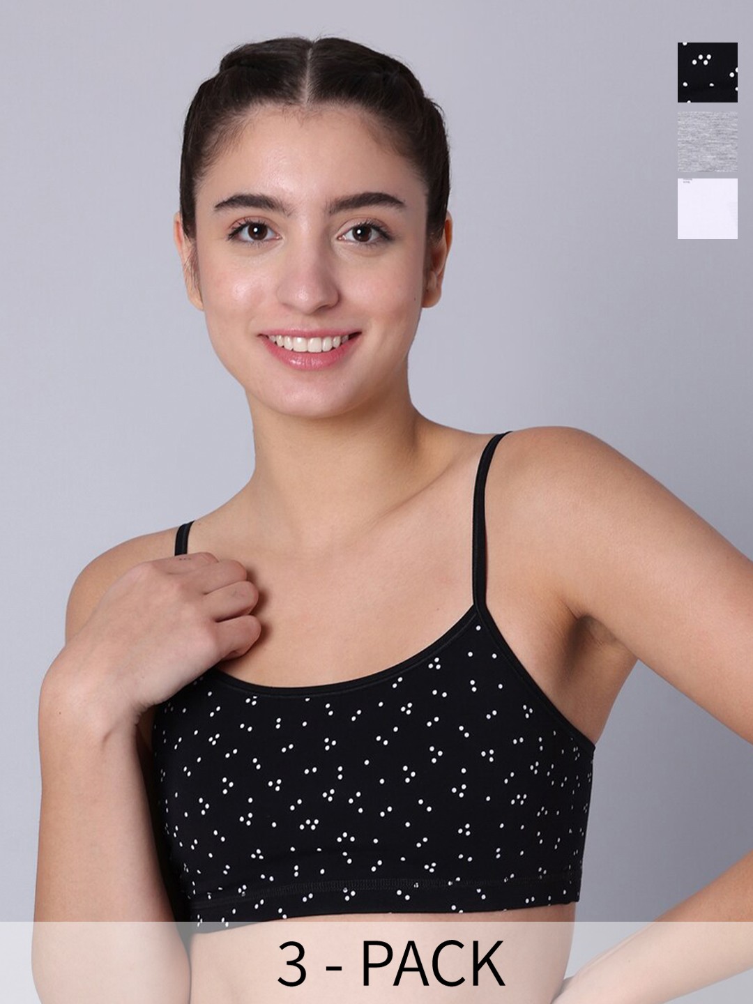 

Sillysally Pack of 3 Geometric Printed Full Coverage Workout Bras With All Day Comfort, Black