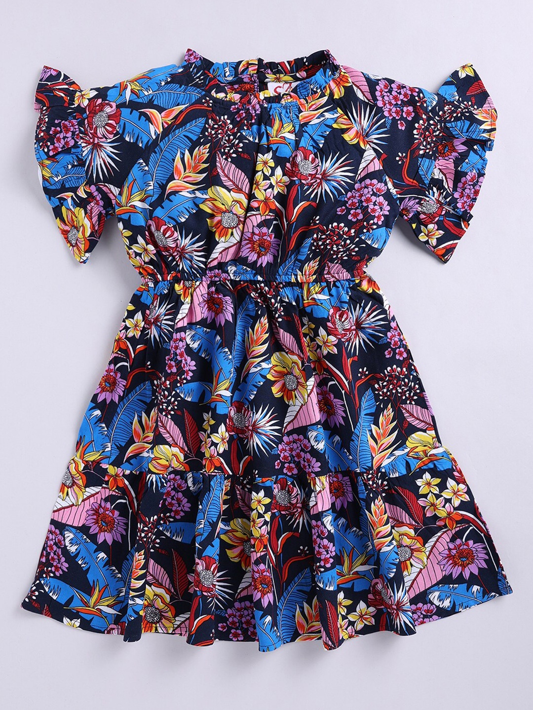 

M'andy Girls Floral Print Bell Sleeve Fit & Flare Dress, Blue