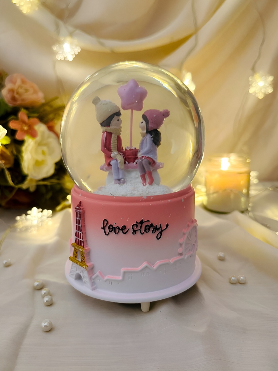 

Giftii Pink & White Figurine Crystal Showpiece