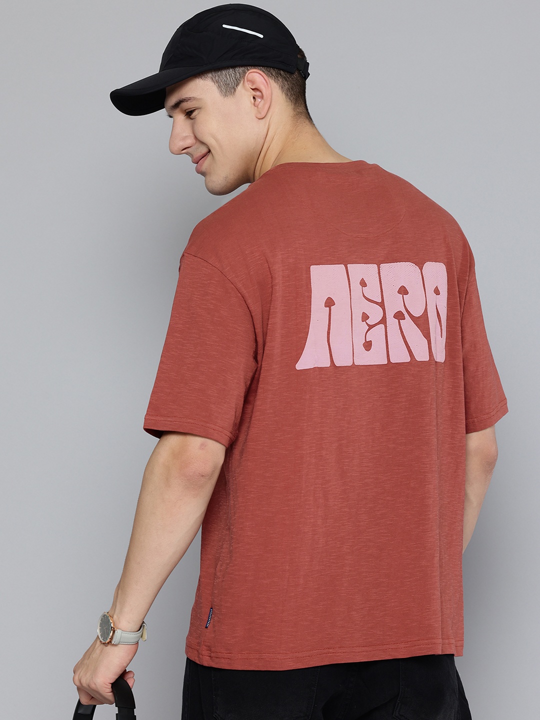 

Aeropostale Printed Cotton Relaxed Fit T-Shirt, Rust