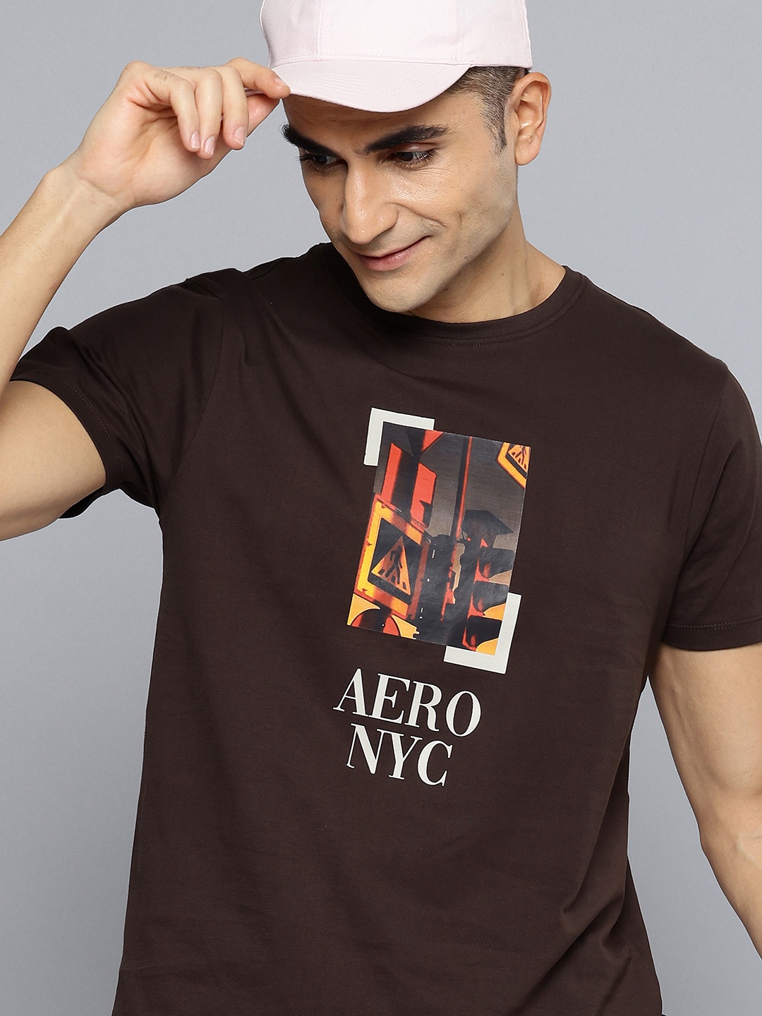 

Aeropostale Printed Pure Cotton T-shirt, Brown