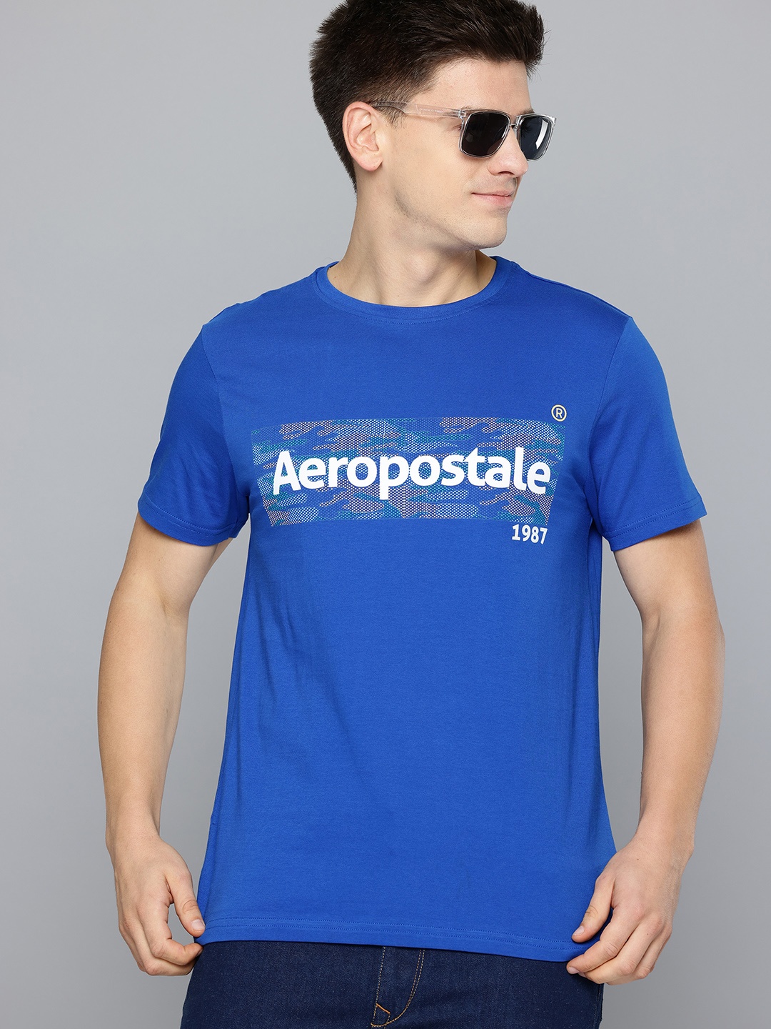 

Aeropostale Brand Logo Printed Pure Cotton T-shirt, Blue