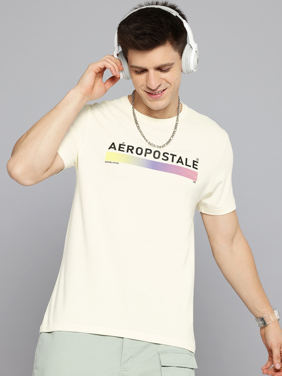 

Aeropostale Printed Pure Cotton T-shirt, White