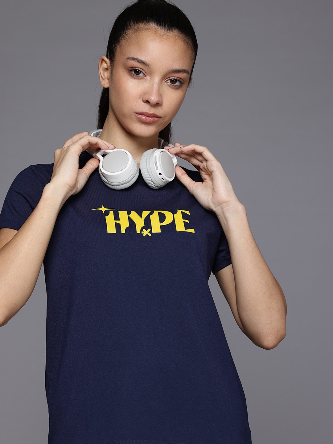 

HRX by Hrithik Roshan Typography Printed T-shirt, Navy blue